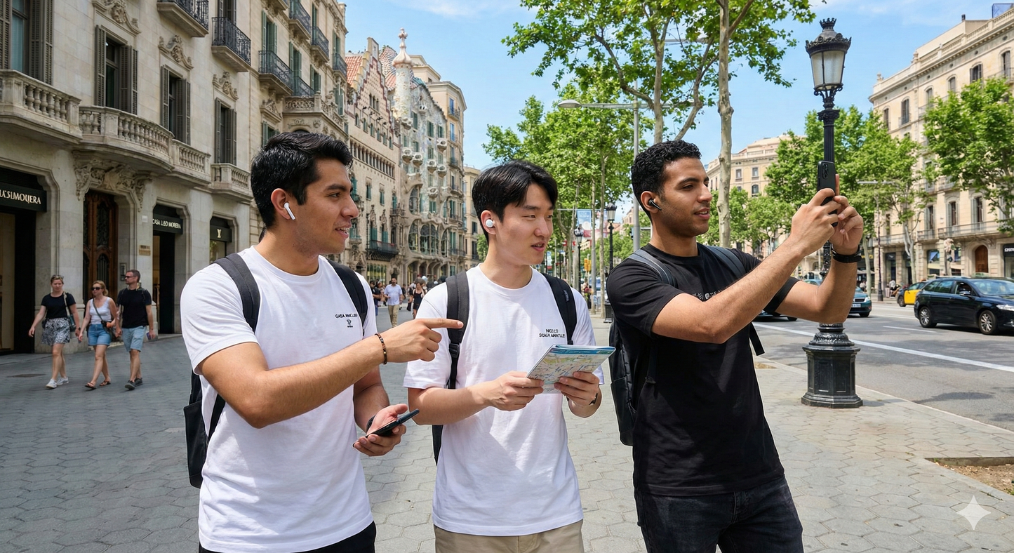 Self-guided audio tour of Passeig de Gracia in Barcelona by Uvamai Niche Tourism, featuring iconic architecture and city views.