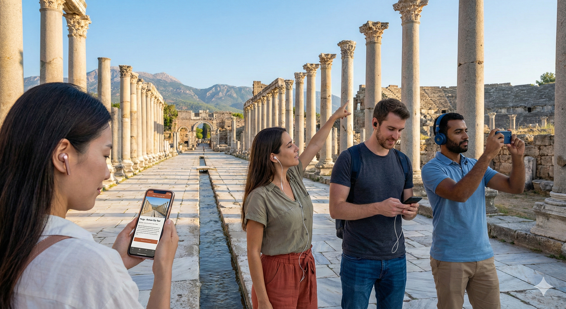 Antalya self-guided audio tour by Uvamai Niche Tourism featuring images of Perge Ancient City archaeological site.