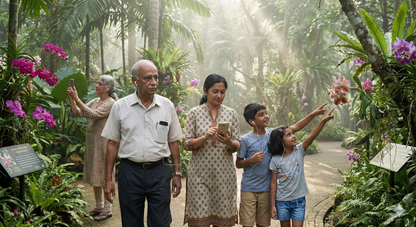 Self-guided audio tour of Phuket Botanical Garden with Uvamai Niche Tourism, showing lush greenery and garden pathways.