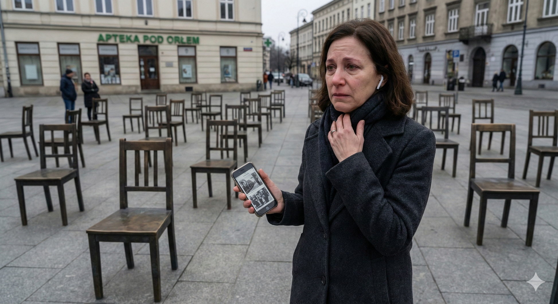 Self-guided audio tour of Krakow's Ghetto Heroes Square by Uvamai Niche Tourism, with historical landmarks visible in the image.
