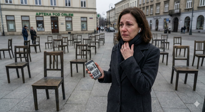 Self-guided audio tour of Krakow's Ghetto Heroes Square by Uvamai Niche Tourism, with historical landmarks visible in the image.