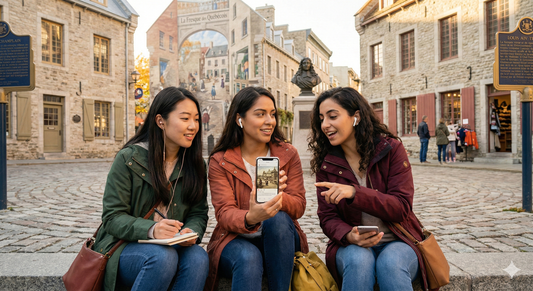 Self-guided audio tour of Quebec City by Uvamai Niche Tourism, featuring Placé Royal and historic New France landmarks.