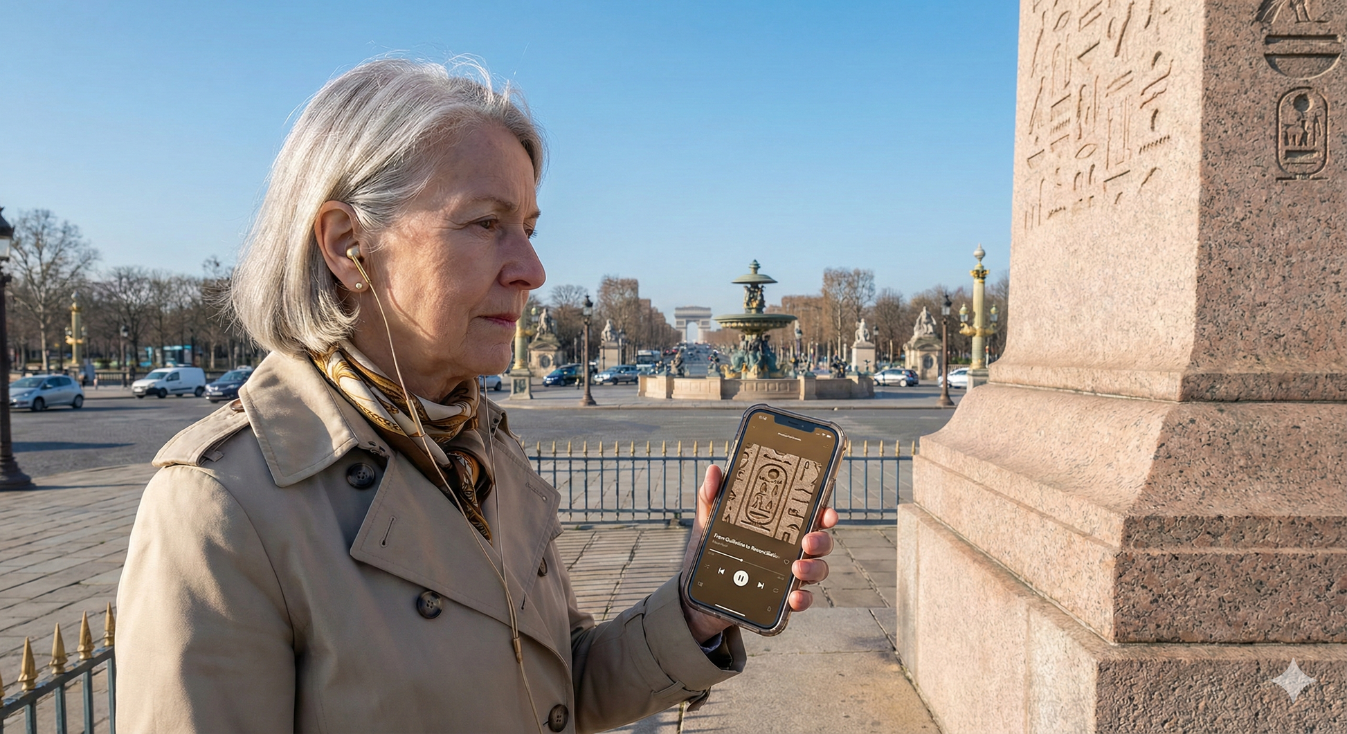 Audio guide device for the Place de la Concorde from Uvamai Niche Tourism, part of the Paris self-guided audio tour.
