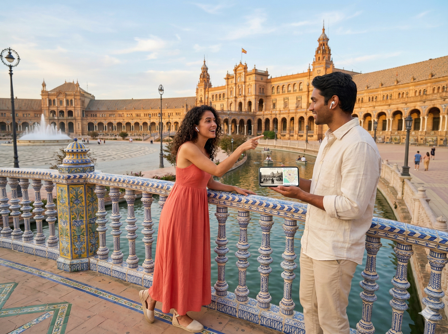 Self-guided audio tour of Plaza de España by Uvamai Niche Tourism, featuring scenic views and historical landmarks.