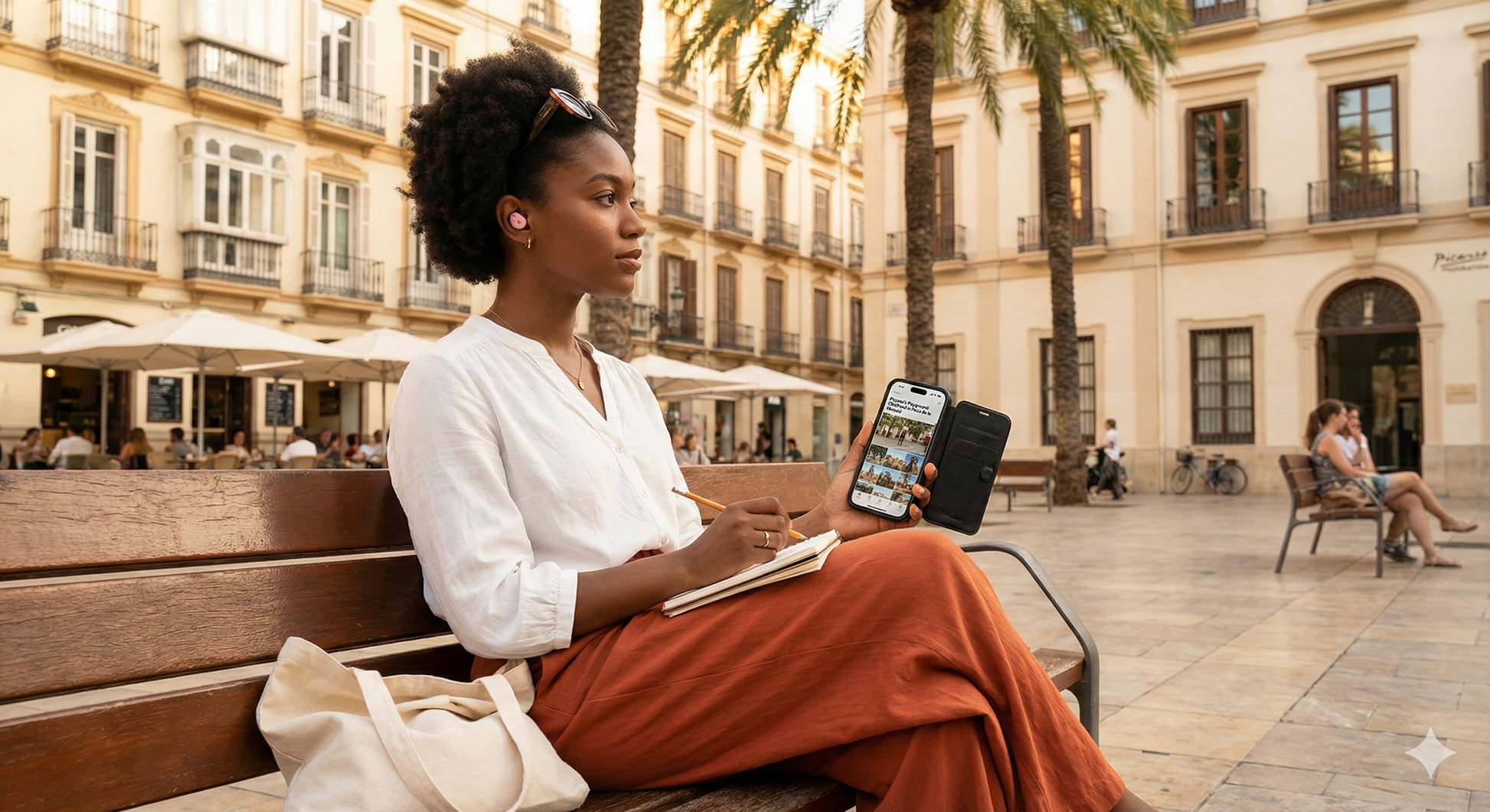 Self-guided audio tour of Plaza de la Merced in Malaga by Uvamai Niche Tourism, showing the historic square and surrounding architecture.