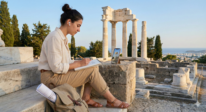 Self-guided audio tour of the Pythian Temple of Apollo in Rhodes by Uvamai Niche Tourism, featuring historic temple ruins.