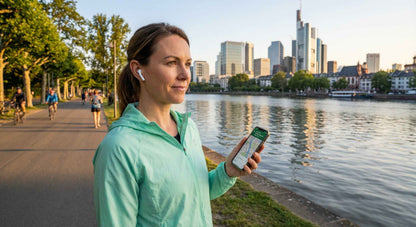 Self-guided audio tour of Frankfurt's river promenade by Uvamai Niche Tourism, featuring scenic views along the Main River.