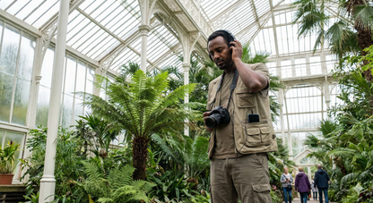 Self-guided audio tour of Edinburgh Royal Botanic Garden by Uvamai Niche Tourism, featuring lush garden scenes and historic plant displays.