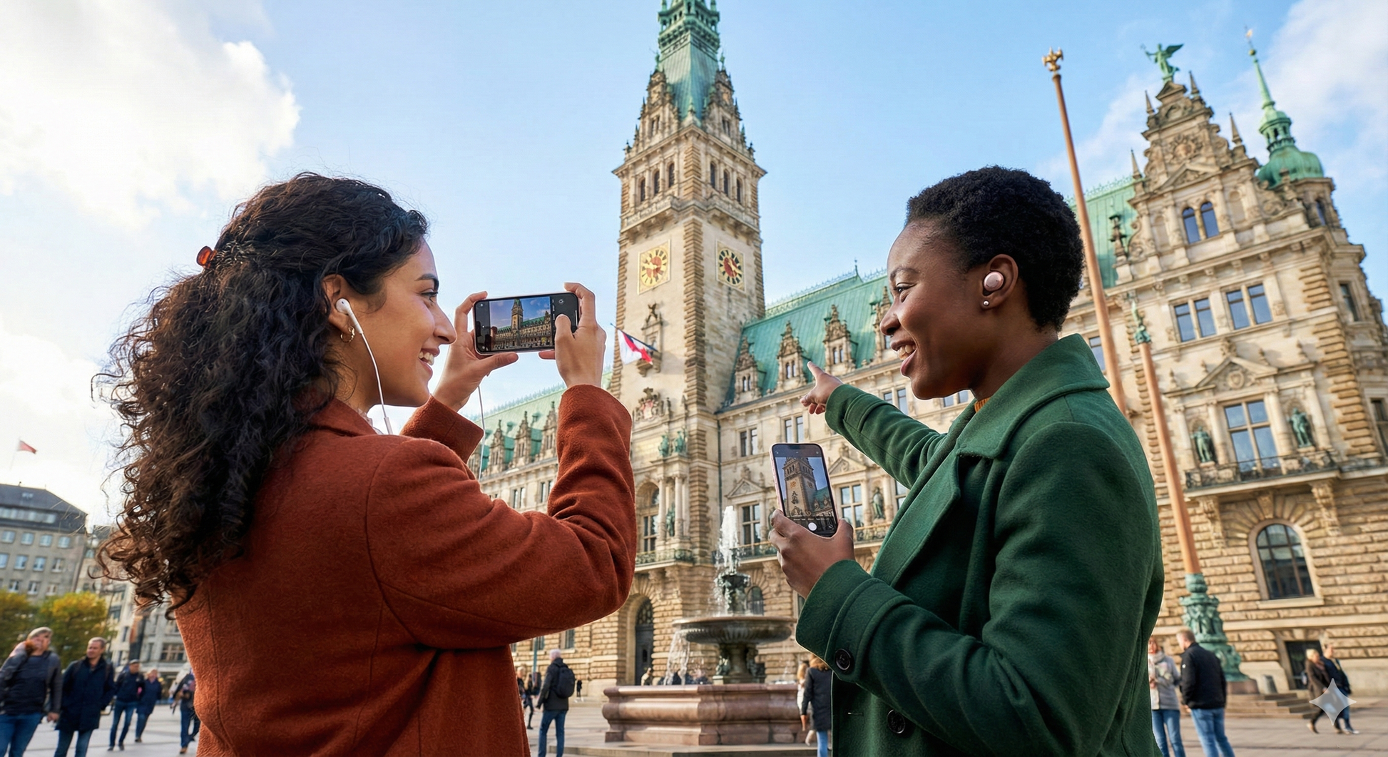 Audio tour guide image featuring Rathausmarkt in Hamburg, part of Uvamai Niche Tourism's self-guided Hamburg audio tour.
