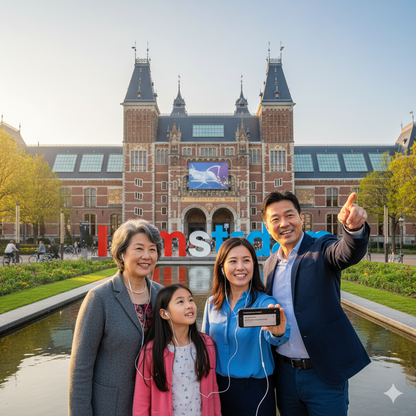 Audio guide device playing a self-guided tour at Rijksmuseum, part of Uvamai Niche Tourism's Amsterdam Self-Guided Audio Tour.