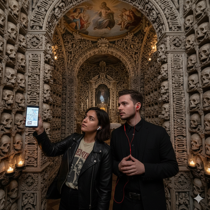 Self-guided audio tour of Santuariodisanbernardinoalleossa, featuring Uvamai Niche Tourism branding in the image.