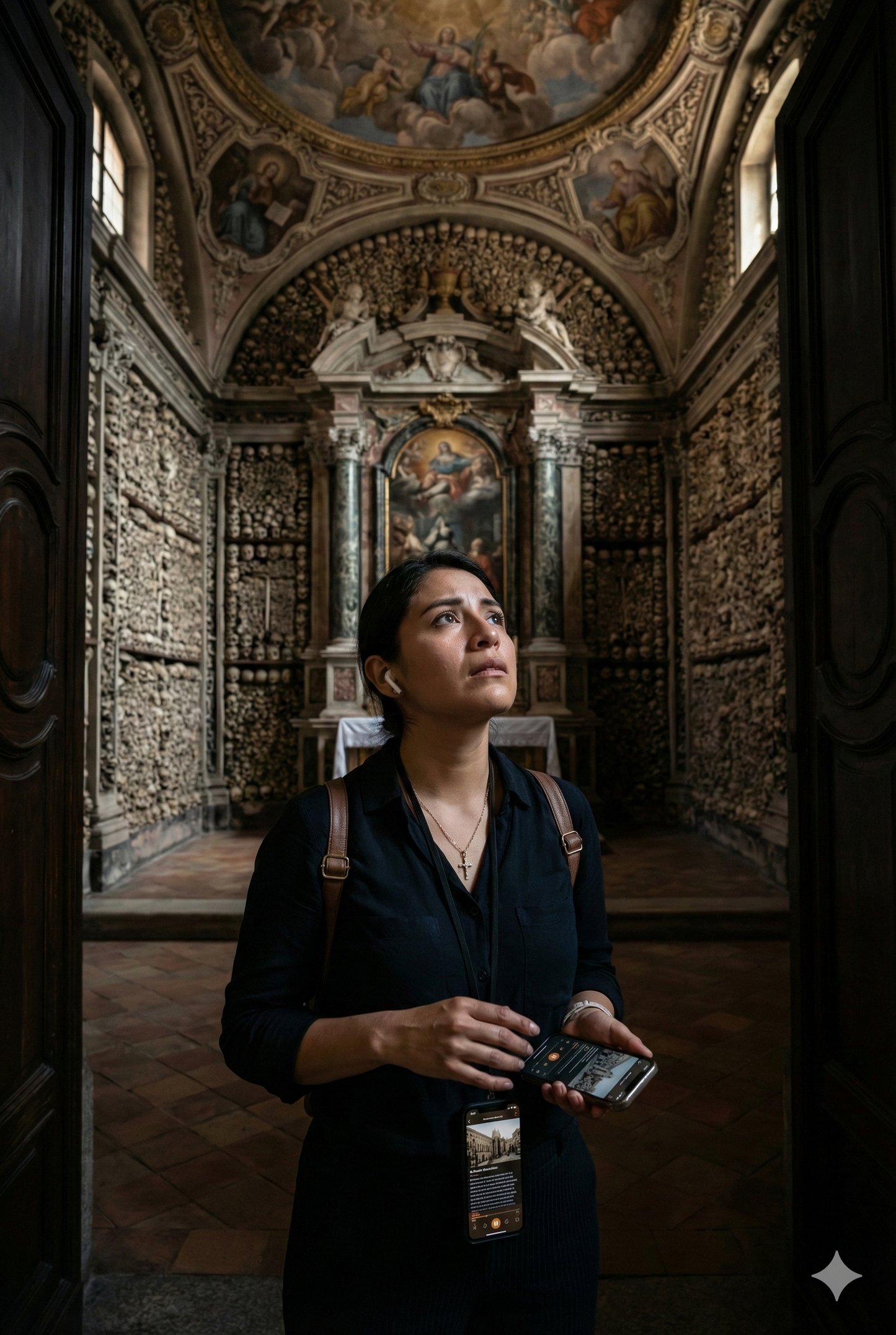 Self-guided audio tour of Santuario di San Bernardino alle Ossa by Uvamai Niche Tourism, featuring detailed views of the historic church interior.
