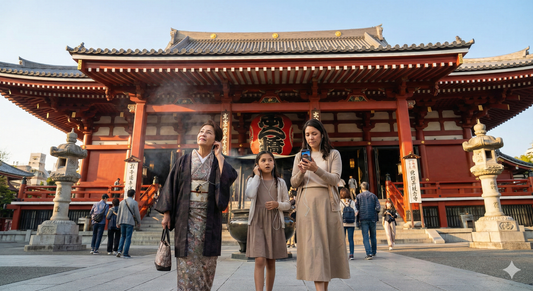 Audio tour device for Tokyo's Senso-ji Temple by Uvamai Niche Tourism, featuring guided narration and historical insights.