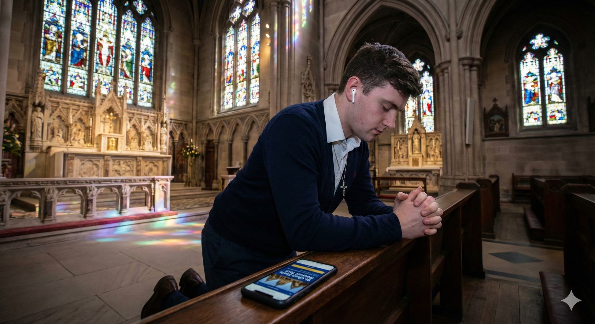 Self-guided audio tour of St. Chad's Cathedral in Birmingham, featuring historic architecture and interior details.