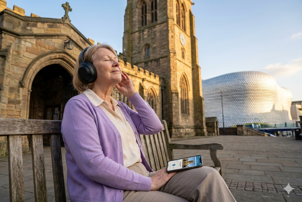 Self-guided audio tour of Birmingham's Bullring, featuring landmarks and city highlights by Uvamai Niche Tourism.
