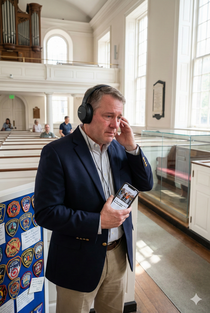 Self-guided audio tour of St. Paul’s Chapel in New York City by Uvamai Niche Tourism, featuring historic architecture and interior details.