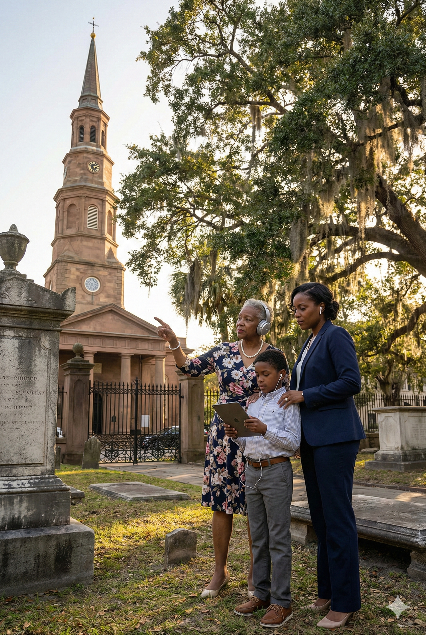 Self-guided audio tour of St. Philip's Church in Charleston by Uvamai Niche Tourism, showing the historic church exterior.