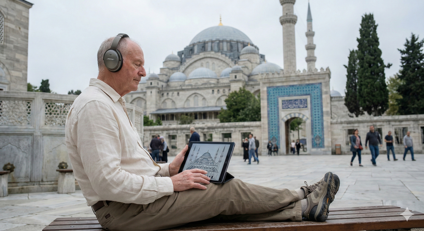 Self-guided audio tour of Istanbul's Suleymaniye Mosque courtyard fountain by Uvamai Niche Tourism.