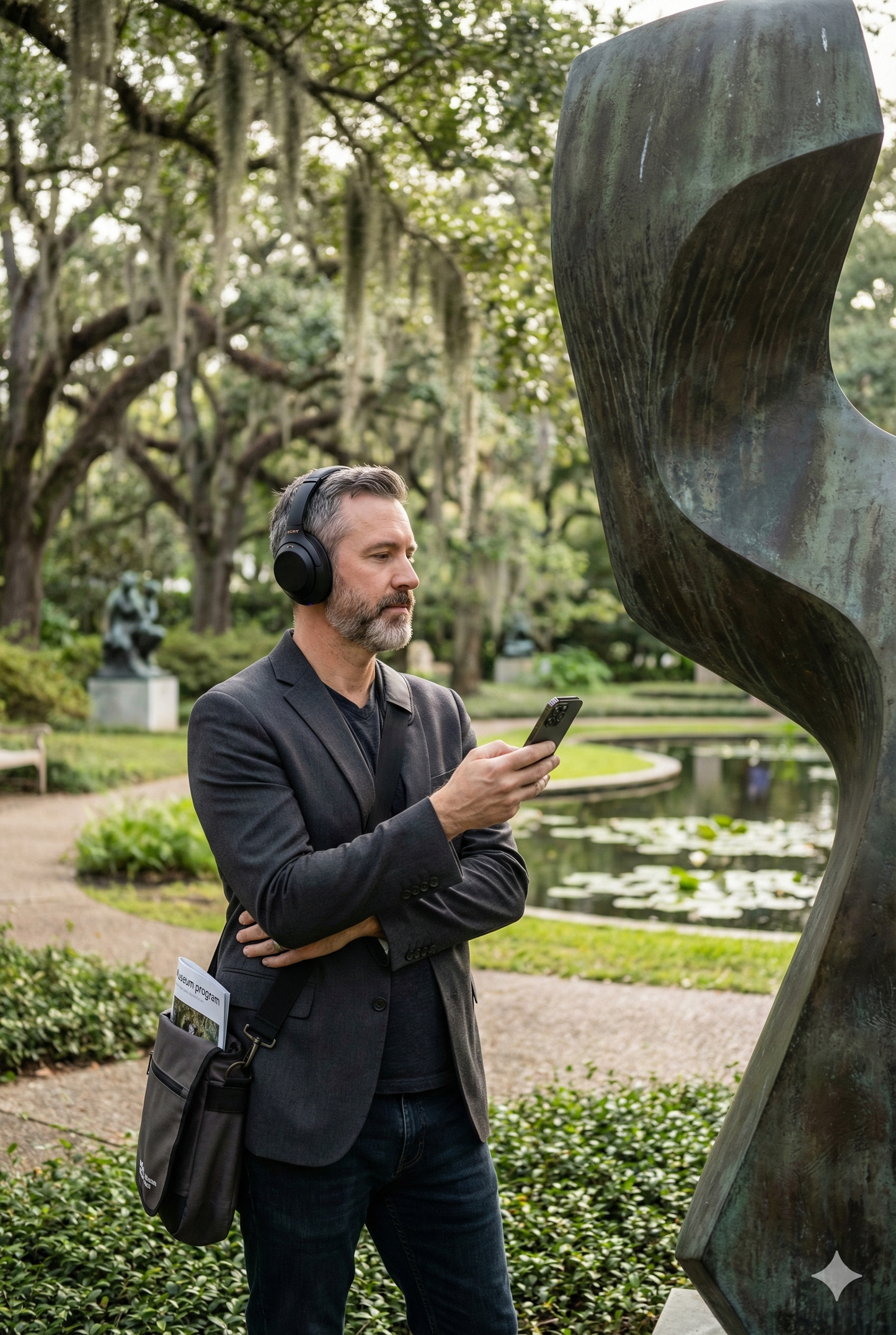 Self-guided audio tour of Sydney and Waldau sculpture garden at Noma, by Uvamai Niche Tourism, featuring outdoor sculptures.