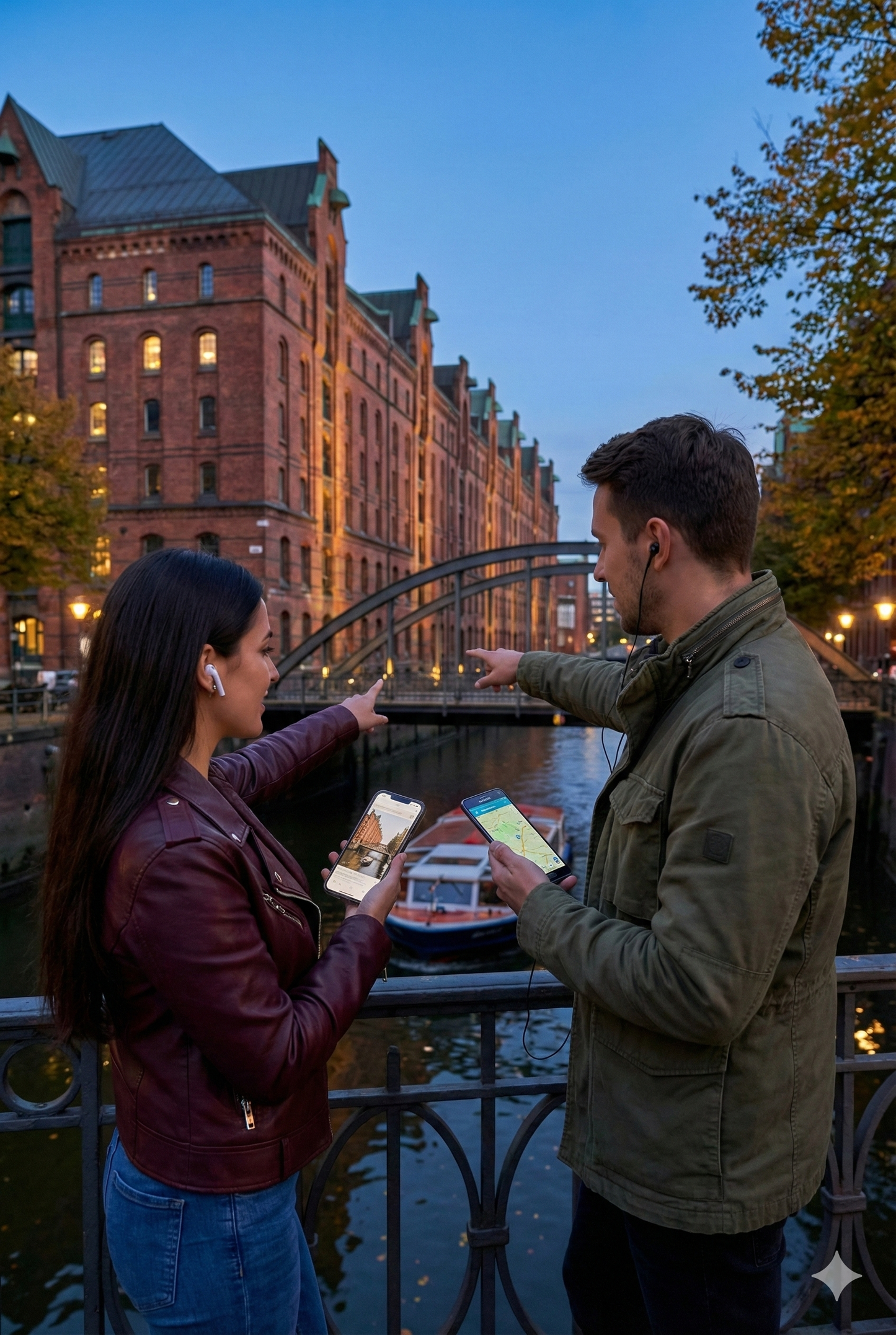 Self-guided audio tour of Hamburg's Speicherstadt district by Uvamai Niche Tourism, featuring historic warehouse architecture.