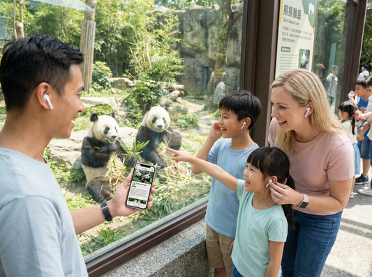 Audio guide device for Taipei self-guided tour by Uvamai Niche Tourism, featuring a compact portable design and tour controls.