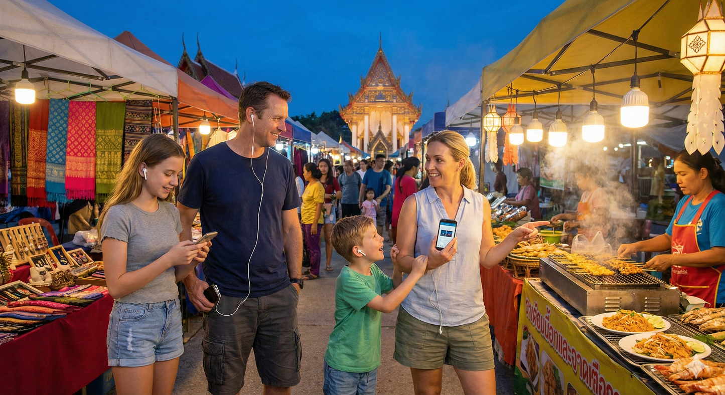 Self-guided audio tour of Phuket's night market, featuring vibrant market scenes and local attractions by Uvamai Niche Tourism.
