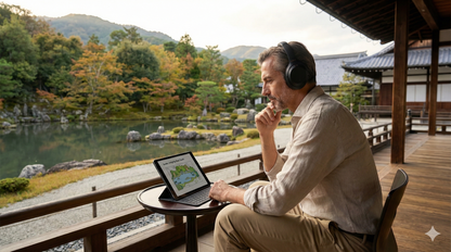 Self-guided audio tour of Tenryu-ji Temple in Kyoto by Uvamai Niche Tourism, featuring temple gardens and historic architecture.