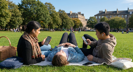 Self-guided audio tour of Edinburgh by Uvamai Niche Tourism, featuring scenic Meadow Spark themes and city landmarks.