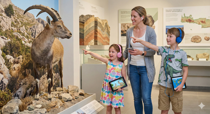 Self-guided audio tour of Heraklion featuring natural history exhibits at the Crete Museum, by Uvamai Niche Tourism.