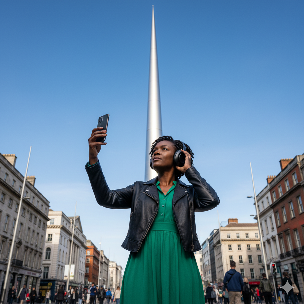 Audio guide player with headphones for the Dublin Self-Guided Audio Tour by Uvamai Niche Tourism.