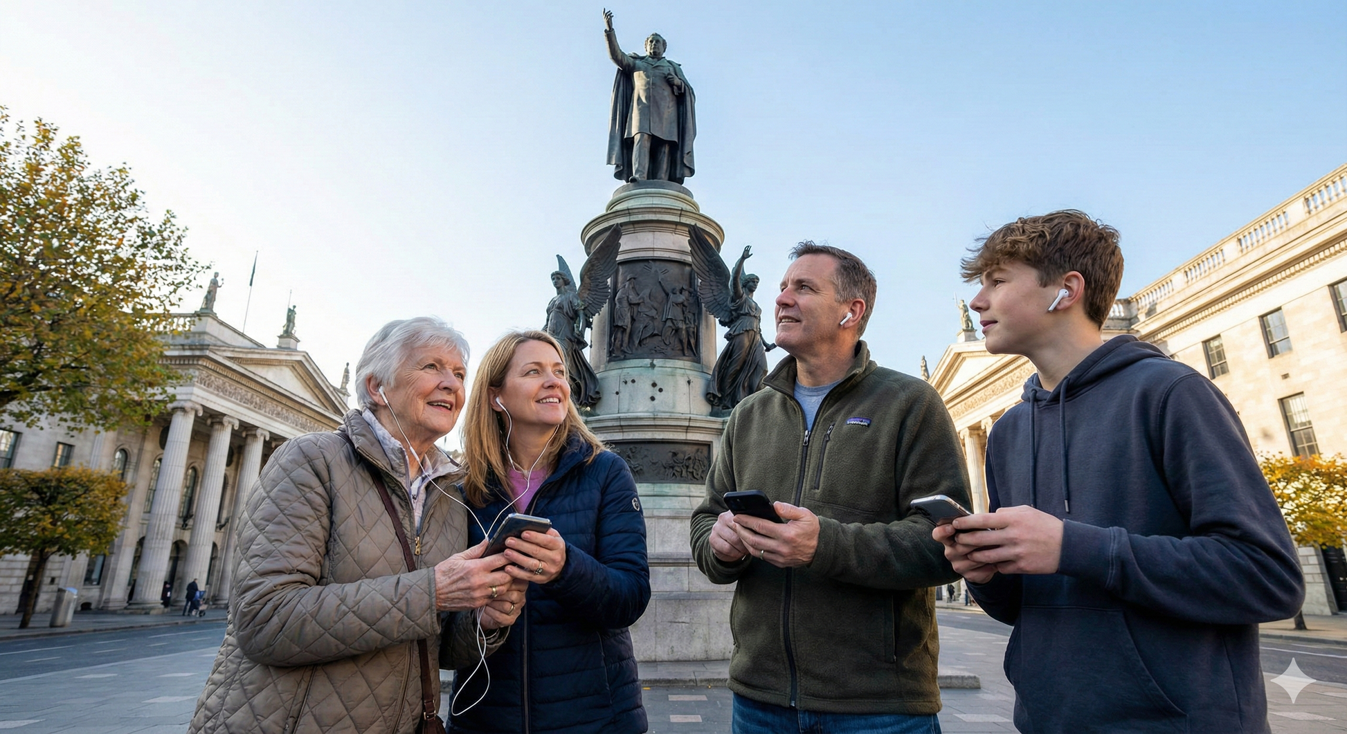 Audio tour image showing the O'Connell Monument in Dublin for Uvamai Niche Tourism's self-guided Dublin audio tour