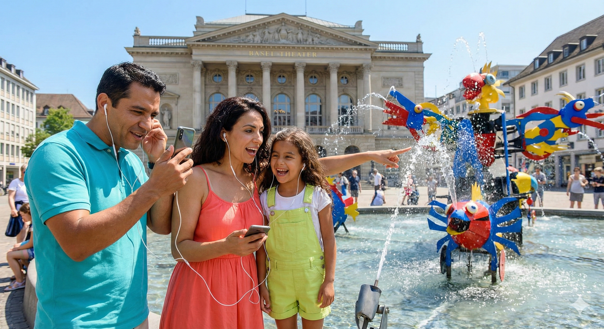 Self-guided audio tour of Tinguely Brunnen by Uvamai Niche Tourism, featuring detailed views of the iconic fountain.