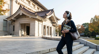 Audio tour device for Tokyo National Museum by Uvamai Niche Tourism, showing a portable guide for self-guided museum exploration.