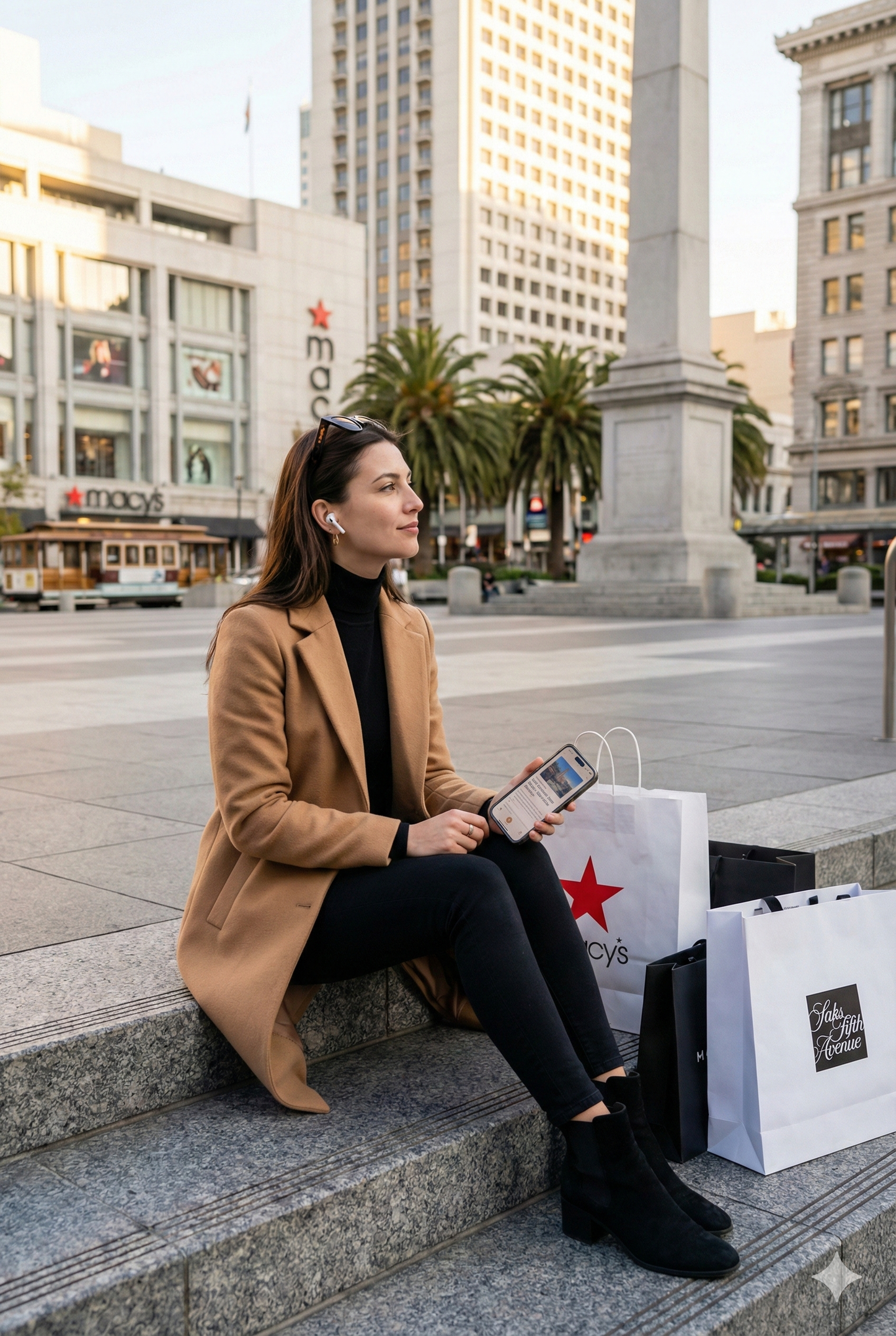 Self-guided audio tour of Union Square in San Francisco by Uvamai Niche Tourism, featuring landmarks and city views.