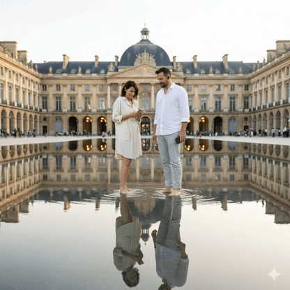 Bordeaux Self-Guided Audio Tour by Uvamai Niche Tourism, showing a smartphone with map and audio guide interface.
