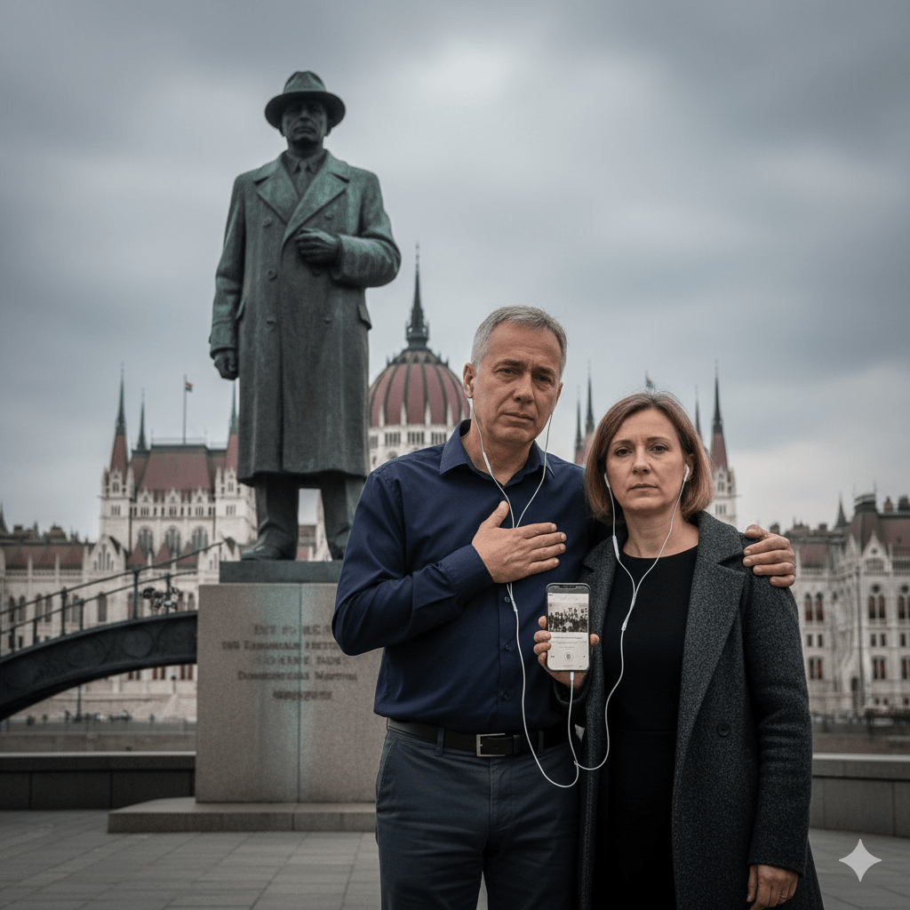 Audio guide for Budapest self-guided tour by Uvamai Niche Tourism, showing a map and headphones for exploring Budapest landmarks.