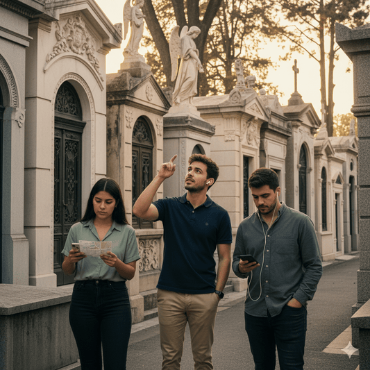 Audio guide device for the Buenos Aires Self-Guided Audio Tour by Uvamai Niche Tourism, featuring headphones and tour controls.