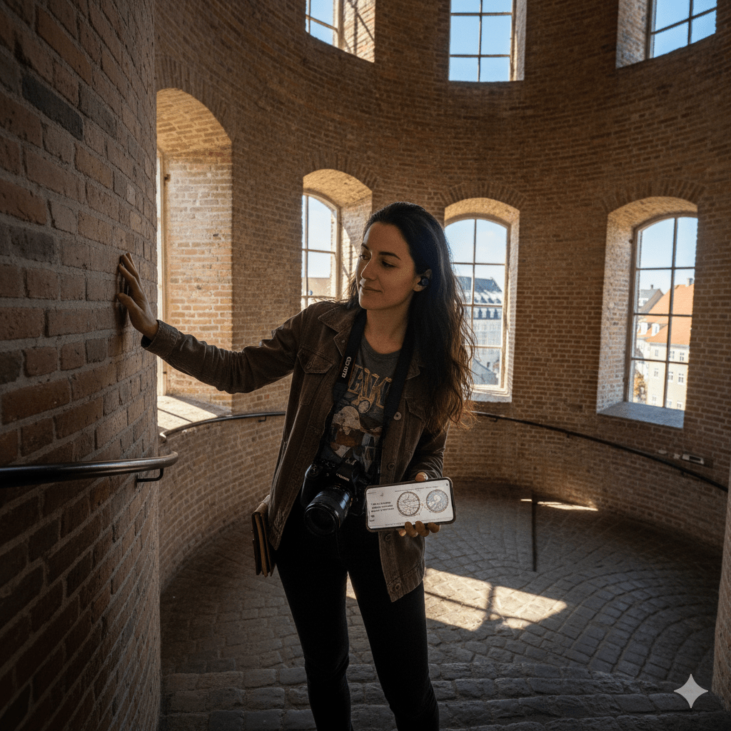 Copenhagen Self-Guided Audio Tour by Uvamai Niche Tourism displayed on a mobile device screen with map and audio controls.