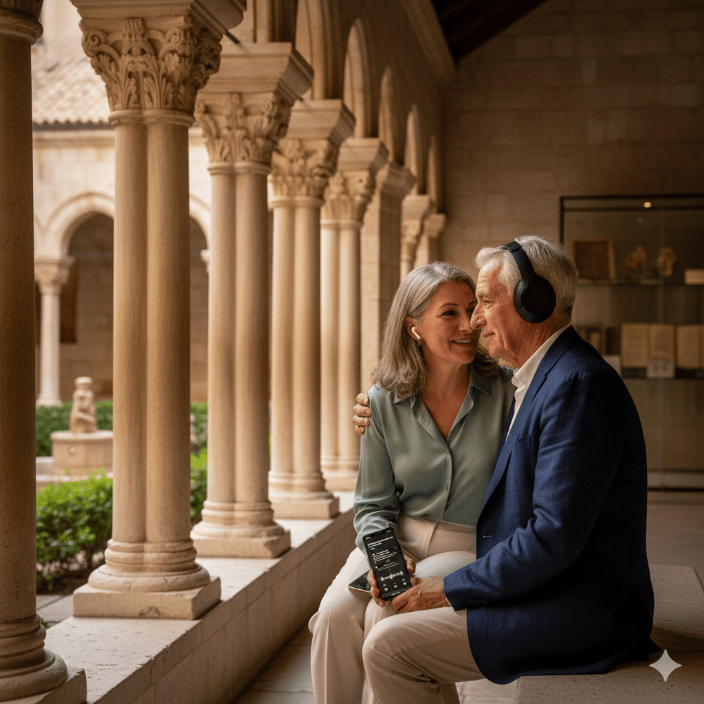 Dubrovnik Self-Guided Audio Tour by Uvamai Niche Tourism, featuring an audio device with scenic Dubrovnik landmarks on screen.