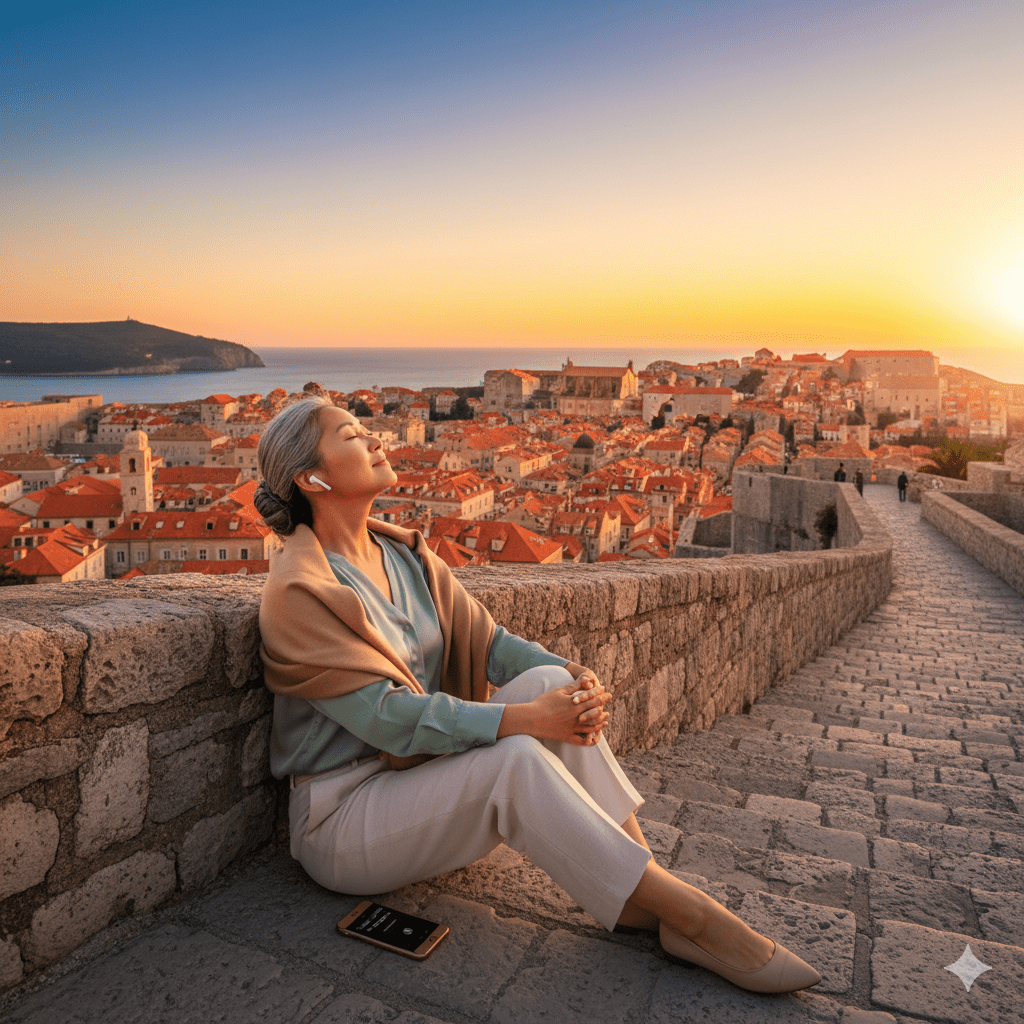 Audio guide for Dubrovnik self-guided tour by Uvamai Niche Tourism, featuring scenic city views and historic landmarks.