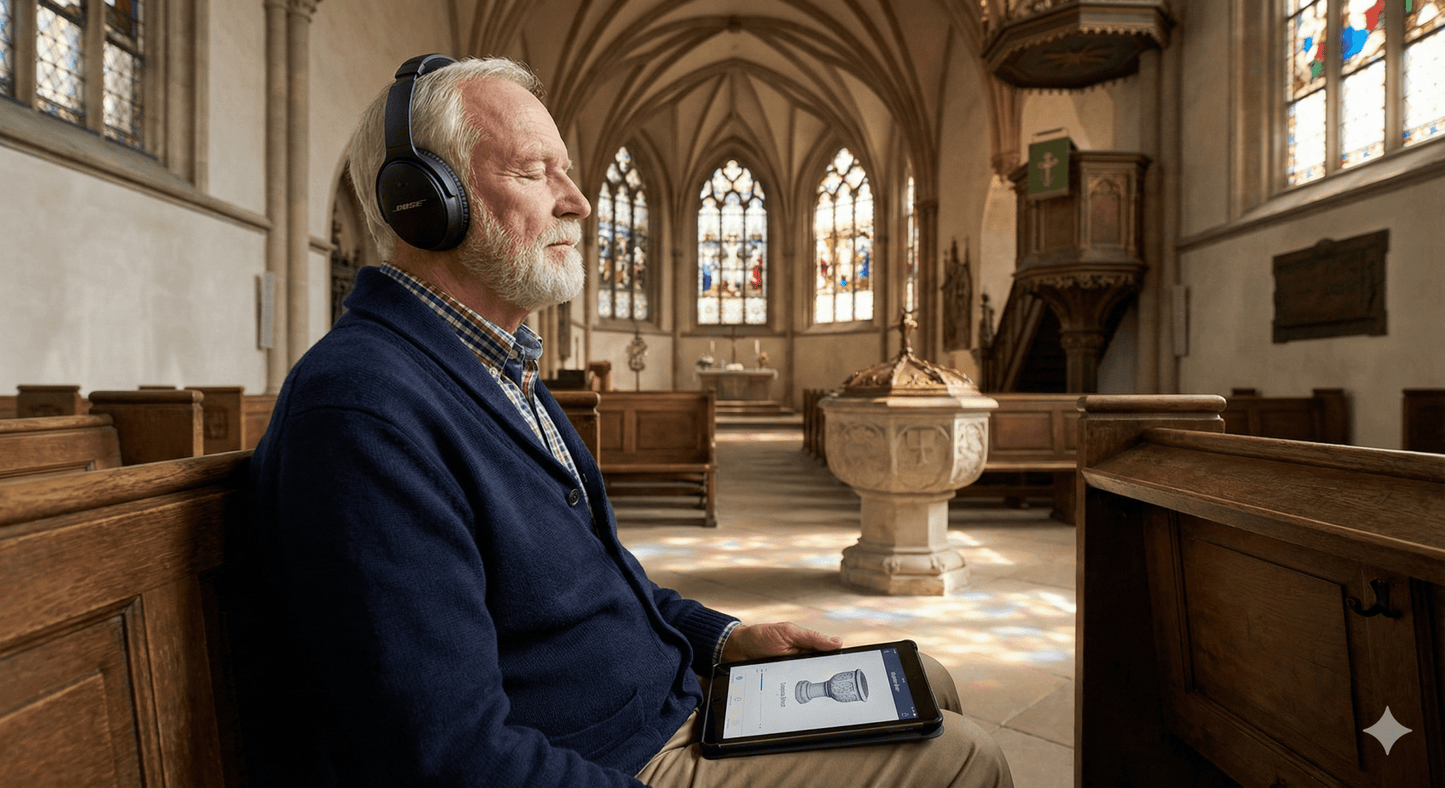 Hamburg Self-Guided Audio Tour by Uvamai Niche Tourism, showing a smartphone with a map and audio guide interface.