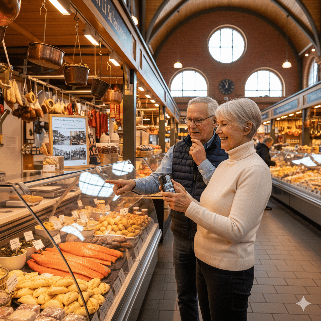 Helsinki Self-Guided Audio Tour by Uvamai Niche Tourism, featuring a smartphone with map and headphones for exploring the city.