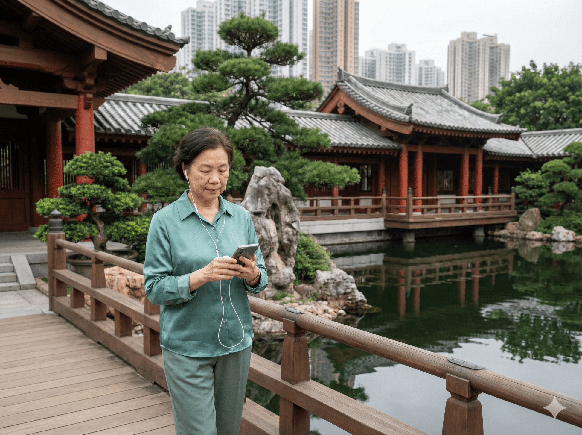 Hong Kong self-guided audio tour by Uvamai Niche Tourism, showing a smartphone with map and headphones for exploring the city.