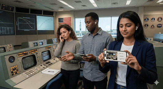 Self-guided audio tour device with headphones for exploring Houston, offered by Uvamai Niche Tourism.