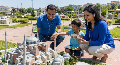 Istanbul Self-Guided Audio Tour by Uvamai Niche Tourism, featuring a smartphone and headphones for exploring Istanbul's landmarks.