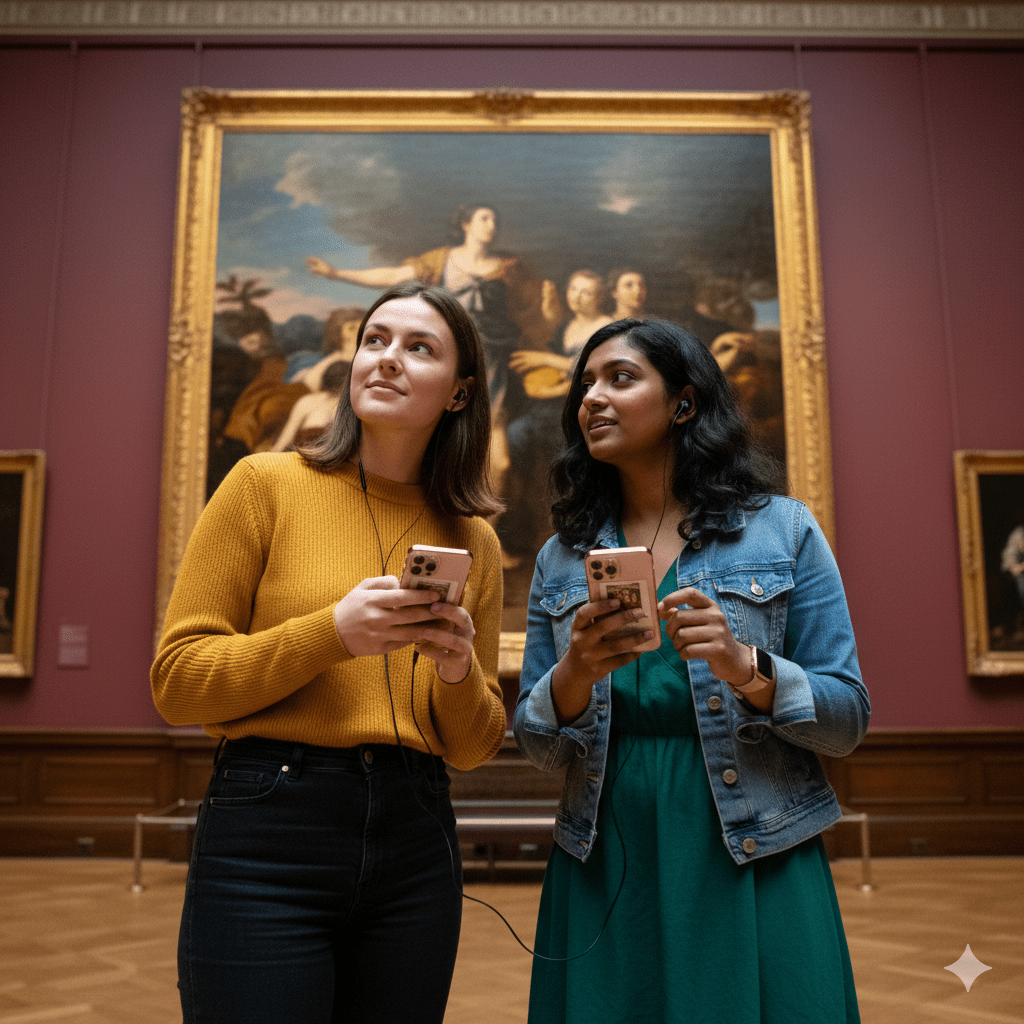 Liverpool Self-Guided Audio Tour by Uvamai Niche Tourism, featuring a smartphone with tour app and iconic Liverpool landmarks.