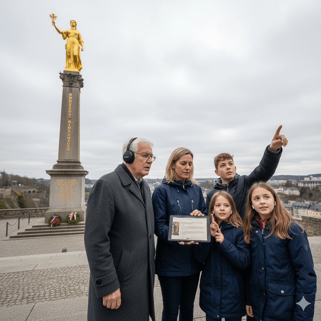 Luxembourg City self-guided audio tour by Uvamai Niche Tourism, showing a scenic view of historic city streets and landmarks.