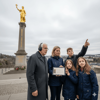 Luxembourg City self-guided audio tour by Uvamai Niche Tourism, showing a scenic view of historic city streets and landmarks.