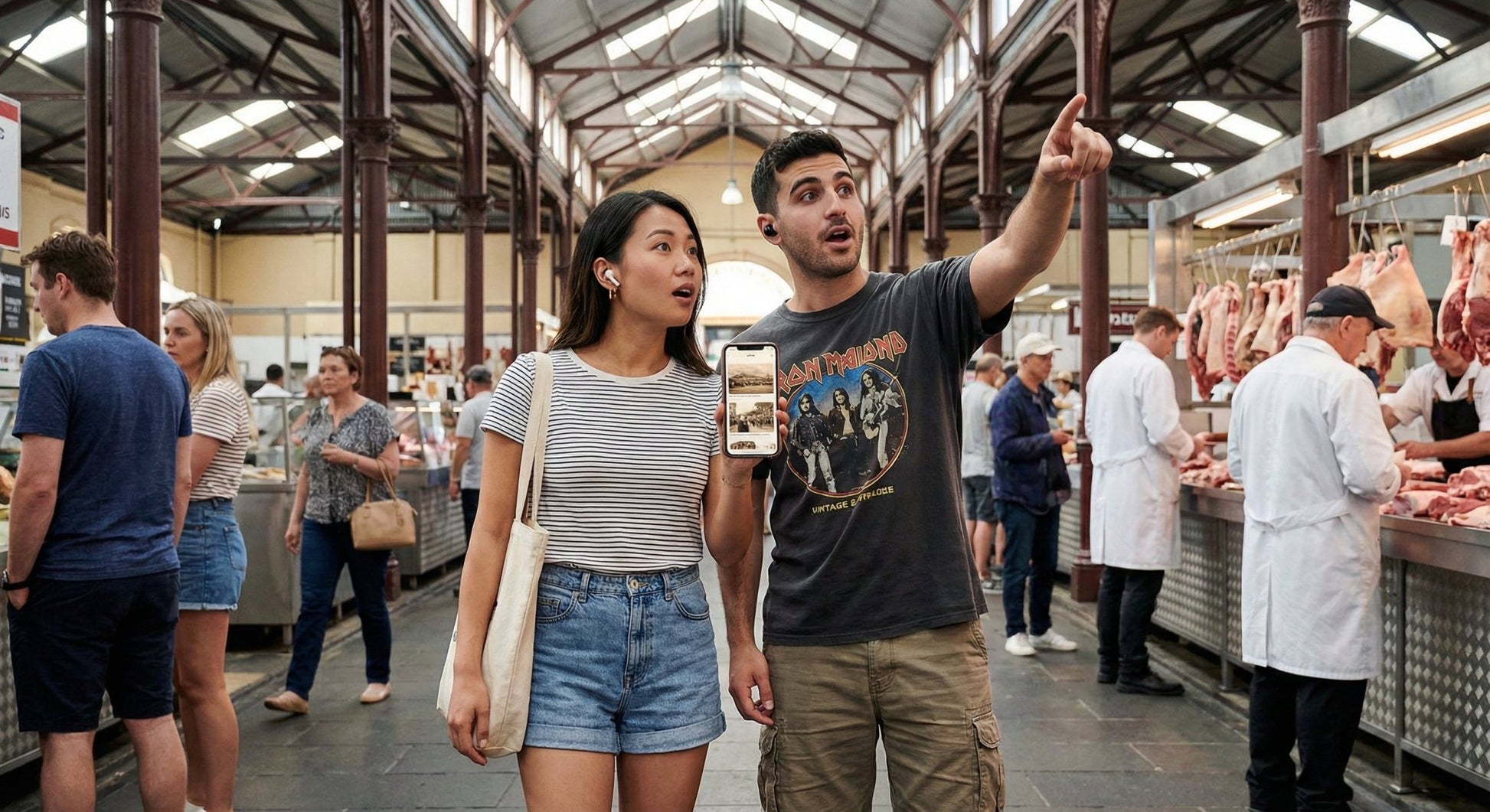Melbourne Self-Guided Audio Tour by Uvamai Niche Tourism, featuring headphones and mobile device for exploring city sights independently.