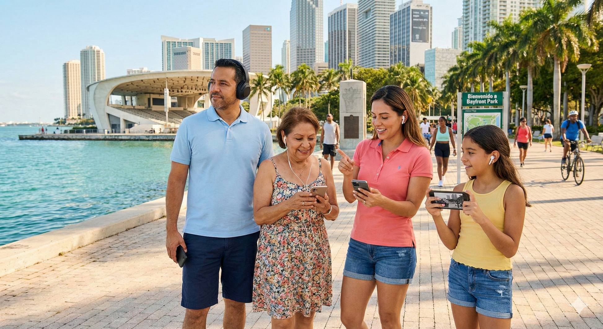 Audio tour device for Miami self-guided tour by Uvamai Niche Tourism, featuring headphones and tour controls.